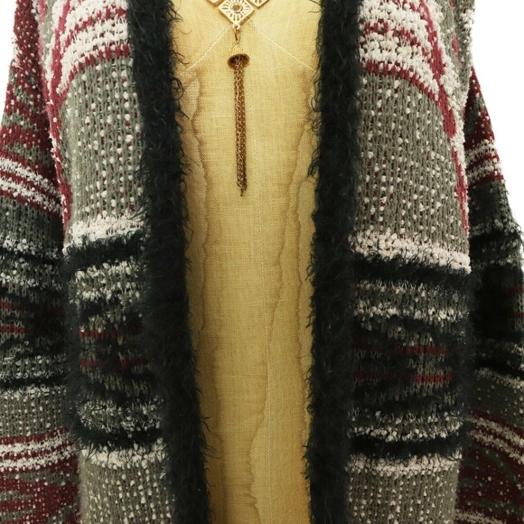 Ecote Urban Outfitters Open Cardigan Sweater Top Size XS Black Burgundy EUC B41 - Picture 5 of 5